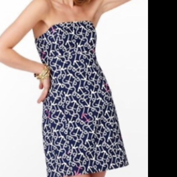 Lilly Pulitzer Strapless Nautical Design Dress, Size 4